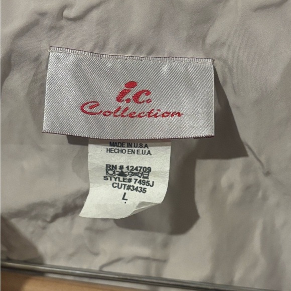 I.C collection Stylish Beige Ruffle Trench rain Coat L - Picture 6 of 8